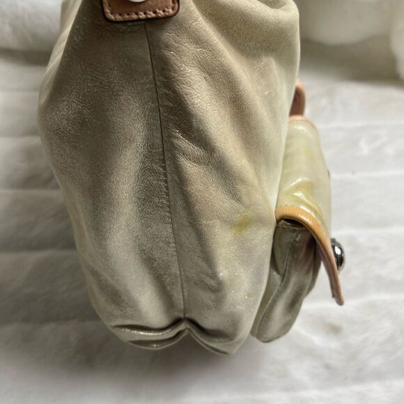 Coach Poppy soft leather gold sparkle satchel buttery pink trims. - Picture 5 of 13
